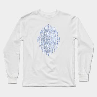 Something Fishy Pattern Doodle - classic blue palette Long Sleeve T-Shirt